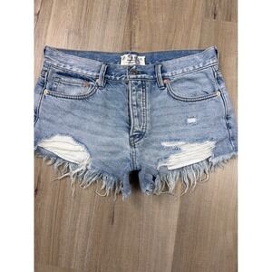 We The Free Free People Distressed Denim Shorts Button Fly Size 26 NWOT